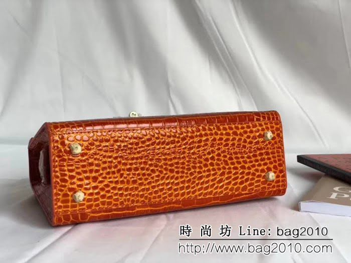 愛馬仕Hermès mini Kelly鱷魚紋時尚百搭包 可單肩手拿 0AM1646